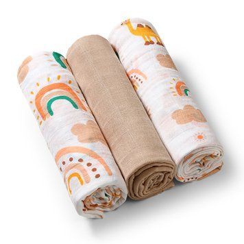 Пелюшки муслинові бавовняні (70х70 см) 3 шт. (Кремовий) /"Babyono" 348/08 фото