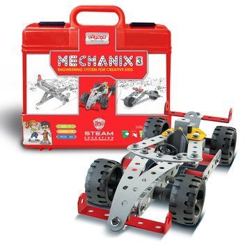 Металевий конструктор, розвиваючий у пластиковому кейсі "MECHANIX" №3 (202 елм./18 моделей) 01070 фото